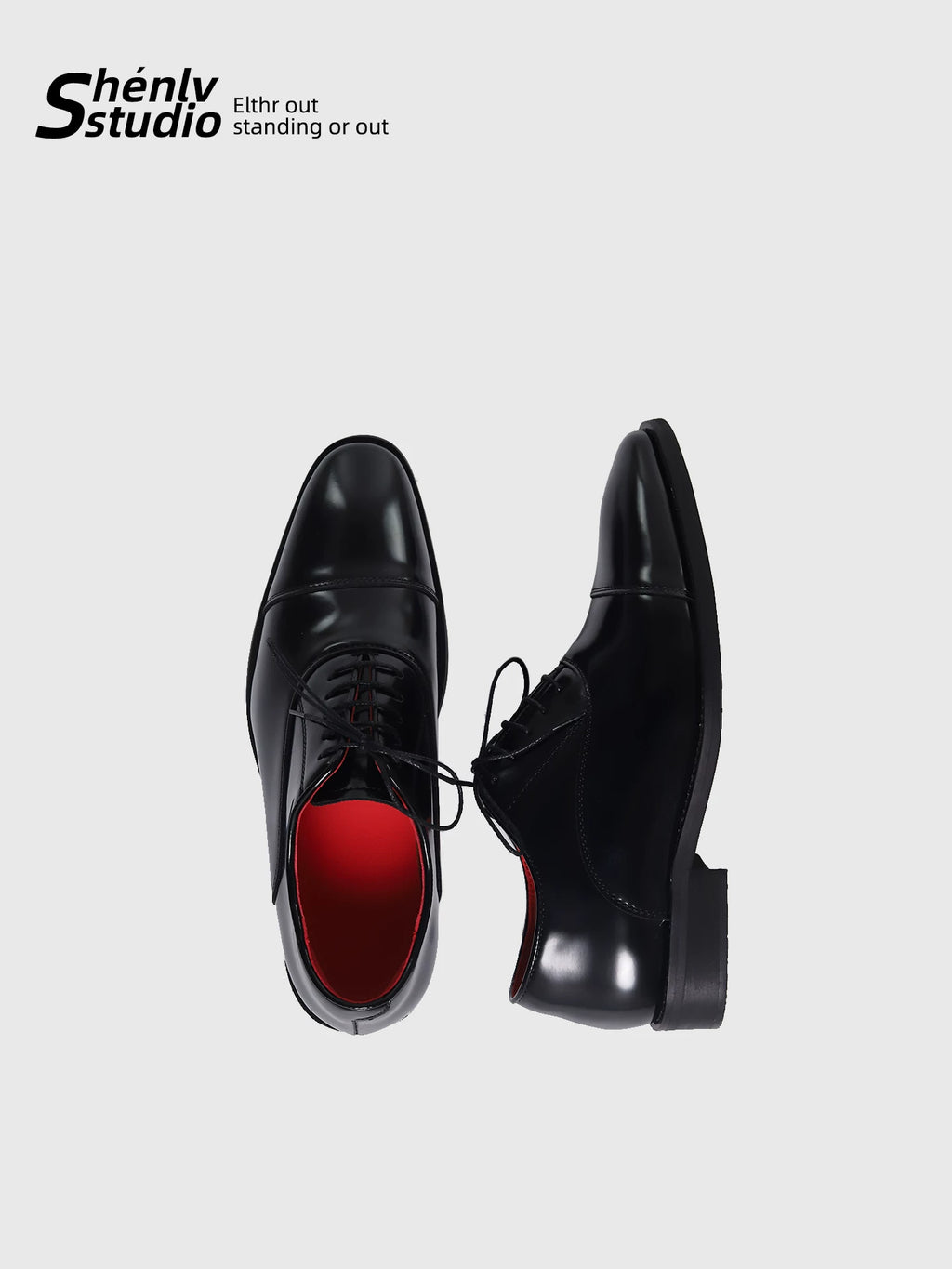 SHENLV STUDIO Glossy Pointed-toed Red-soled Leather Shoes