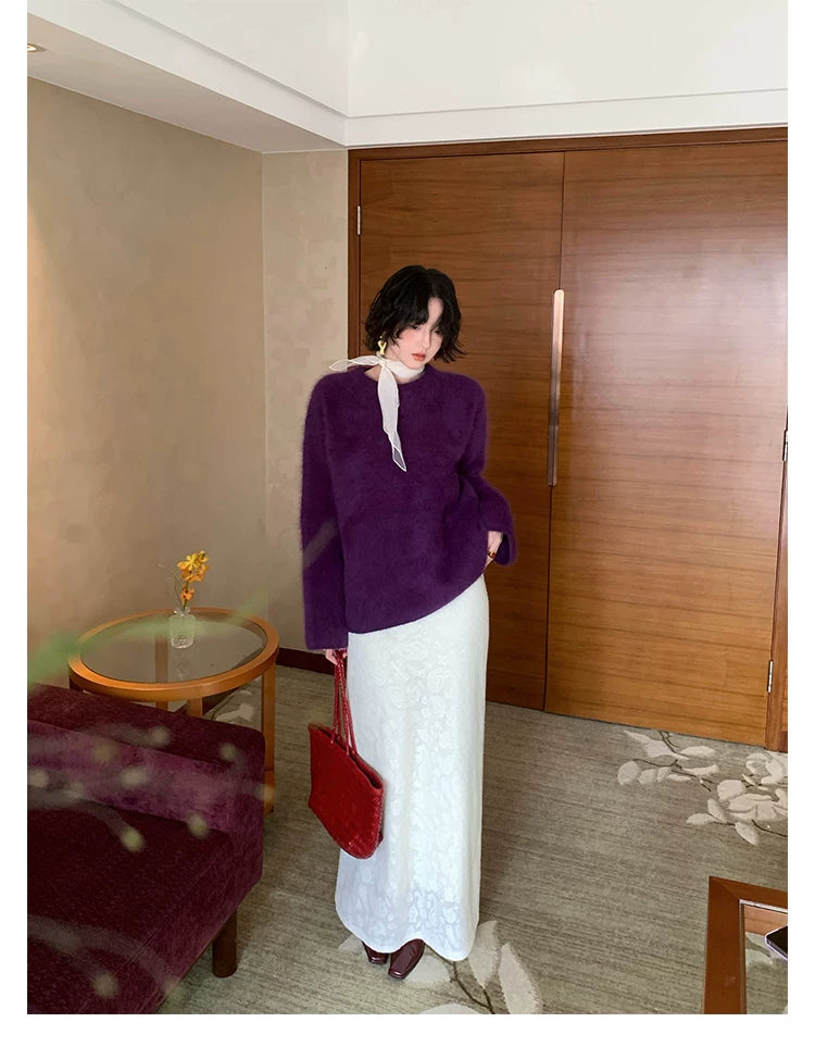 KELIFAN Vintage Thickened Soft Waxy Loose Knitted Sweater