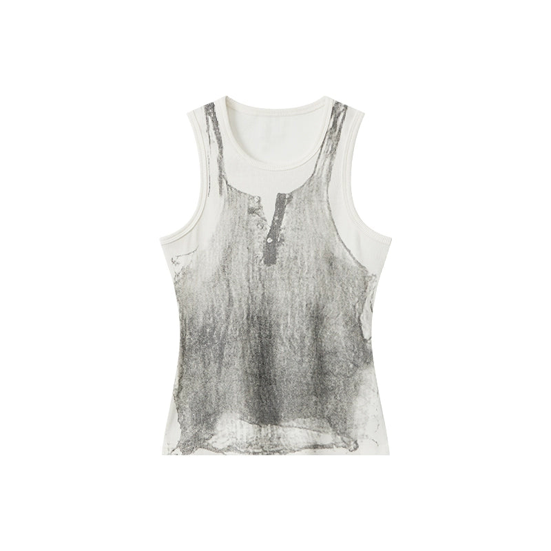 AIRHOOD Retro Printed I-shaped Sling Vest