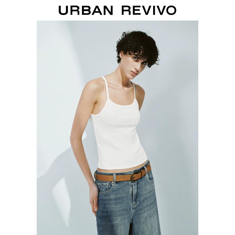 URBAN REVIVO Casual Basic Versatile Solid Color Slim-fit Vest