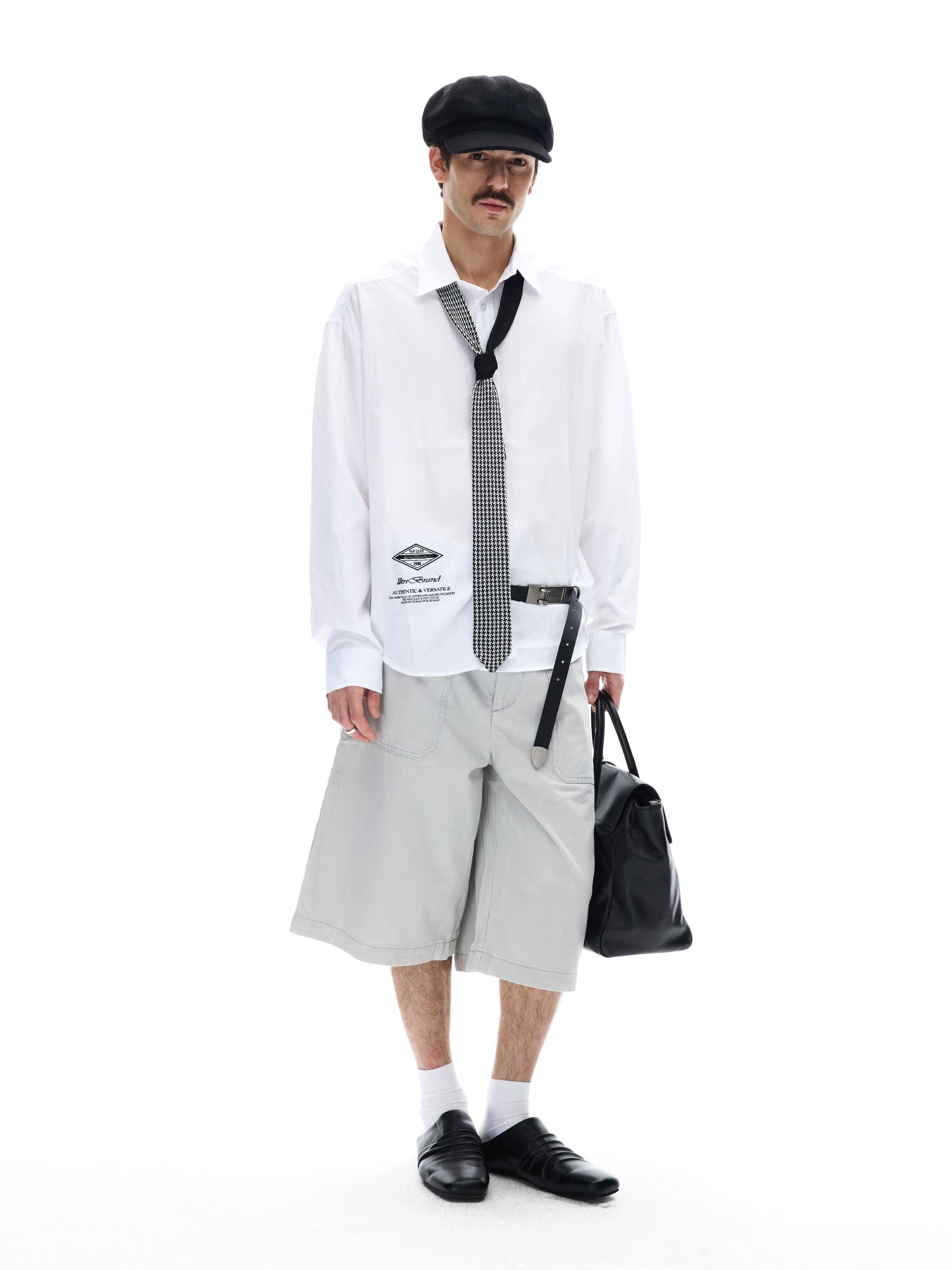 MADWITCH Light Luxury Alphabet Embroidered Plaid Shirt