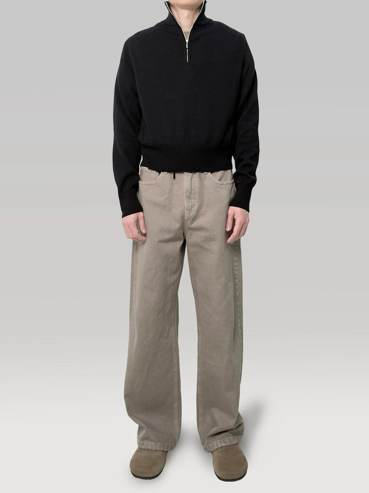 PLUS NO LOGO Half Zipper Stand-up Neck Sweater Pullover Knitted Sweater