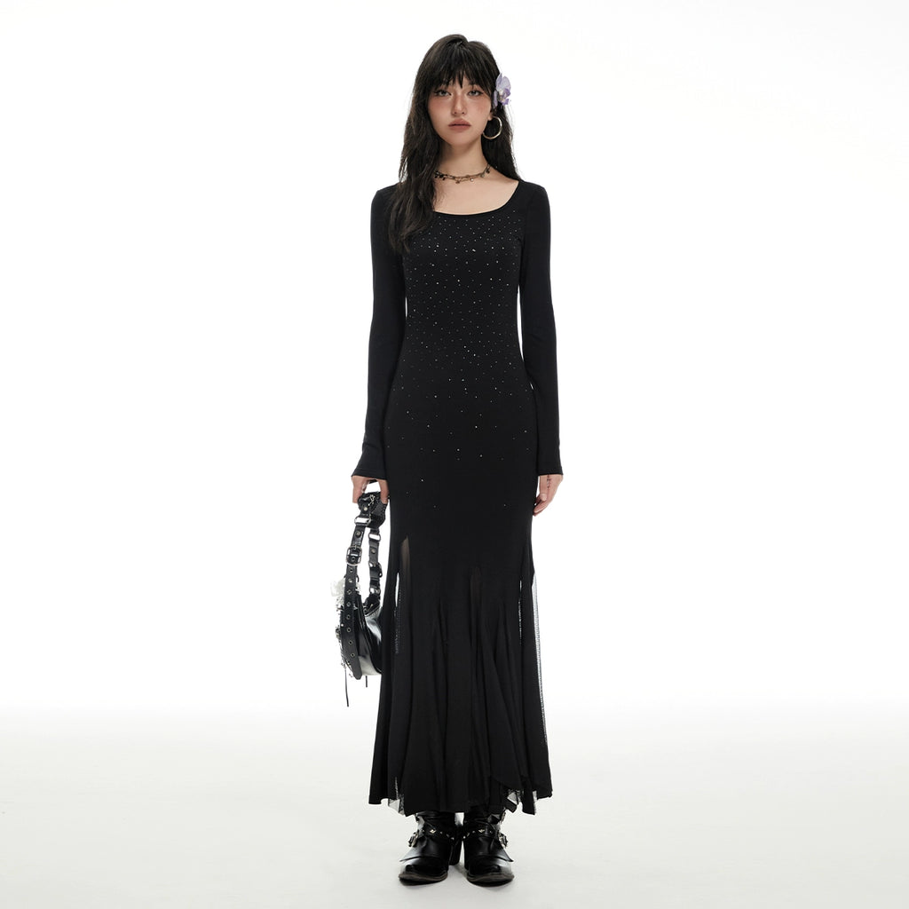 Imone Retro Mesh Stitching Fishtail Skirt