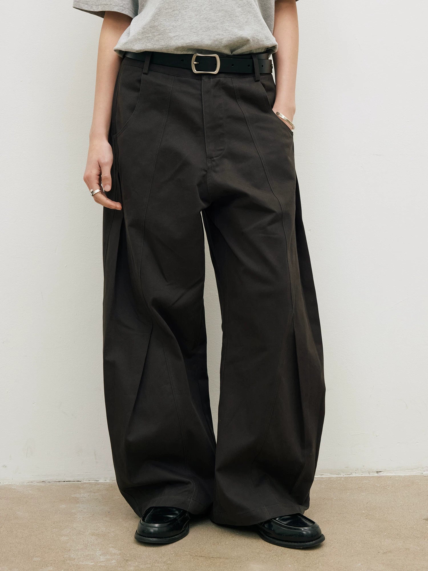 LR Vertical Pleated Abrasive Cotton Casual Pants