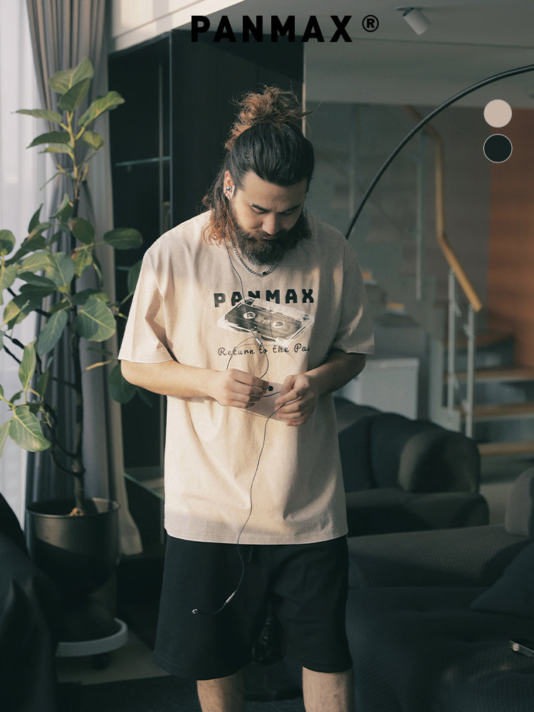 PANMAX Street Lazy Loose Car Old Printing Tee