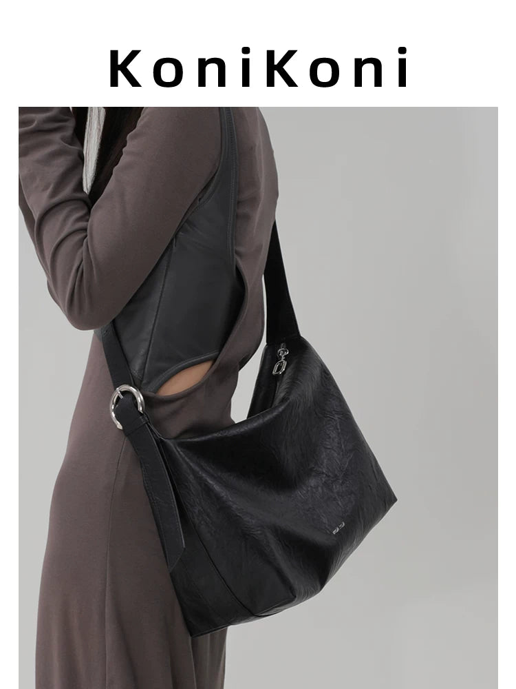 KoniKoni Leather Large Capacity Messenger Bag