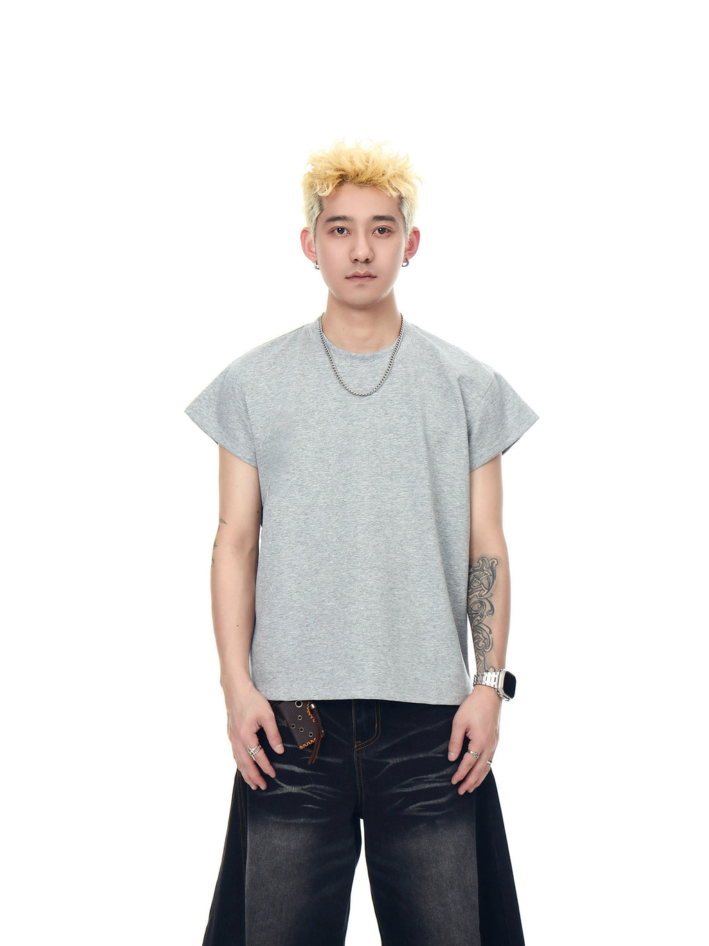 BLACKLISTS American Front Shoulder Solid Color Tee