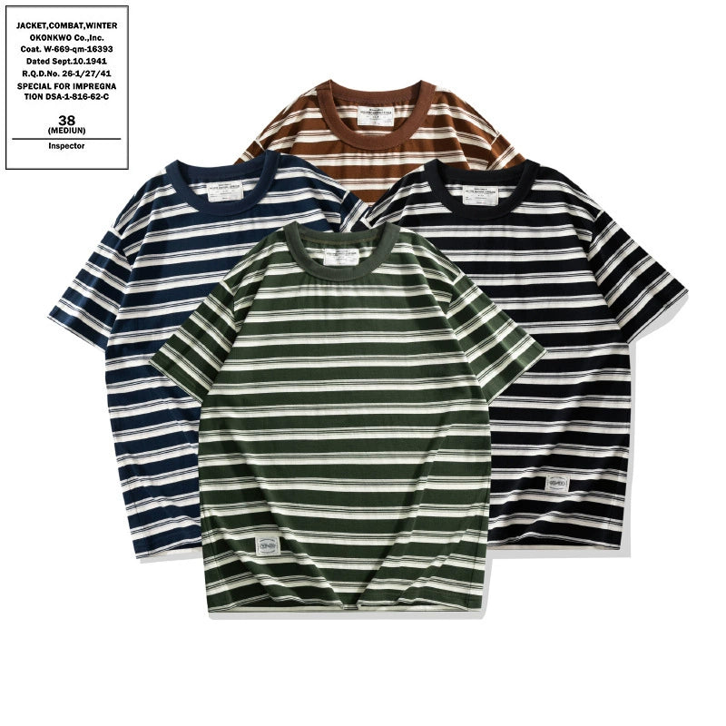PrintAce Retro Sports Style Knitted Striped Tee