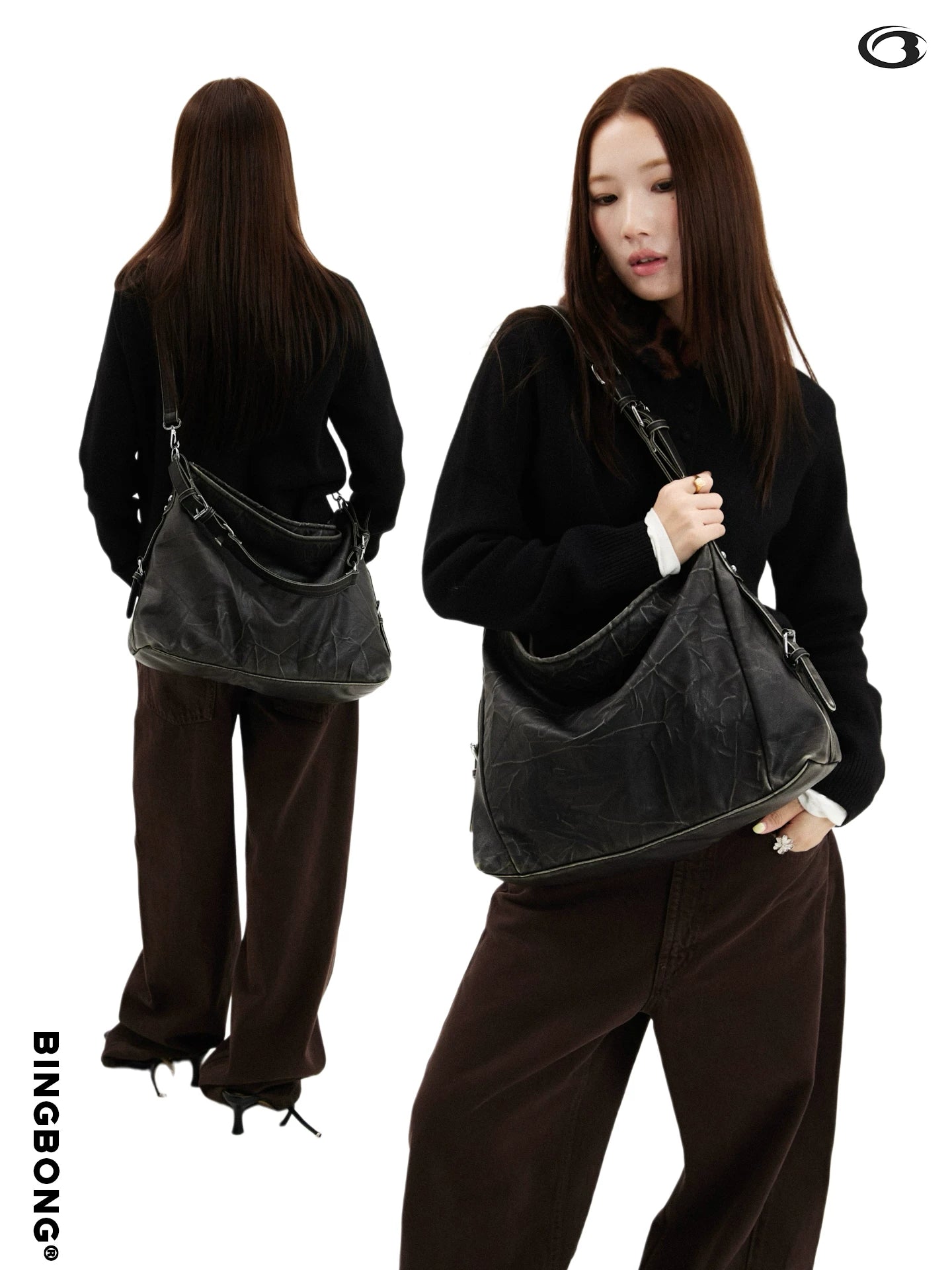 BINGBONG Pleated Commuter Shoulder Bag