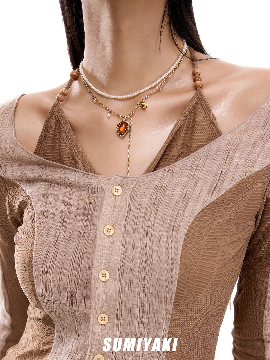 SUMIYAKI Vintage Embossed Honey Necklace