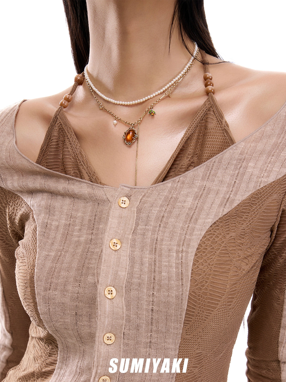 SUMIYAKI Vintage Embossed Honey Necklace