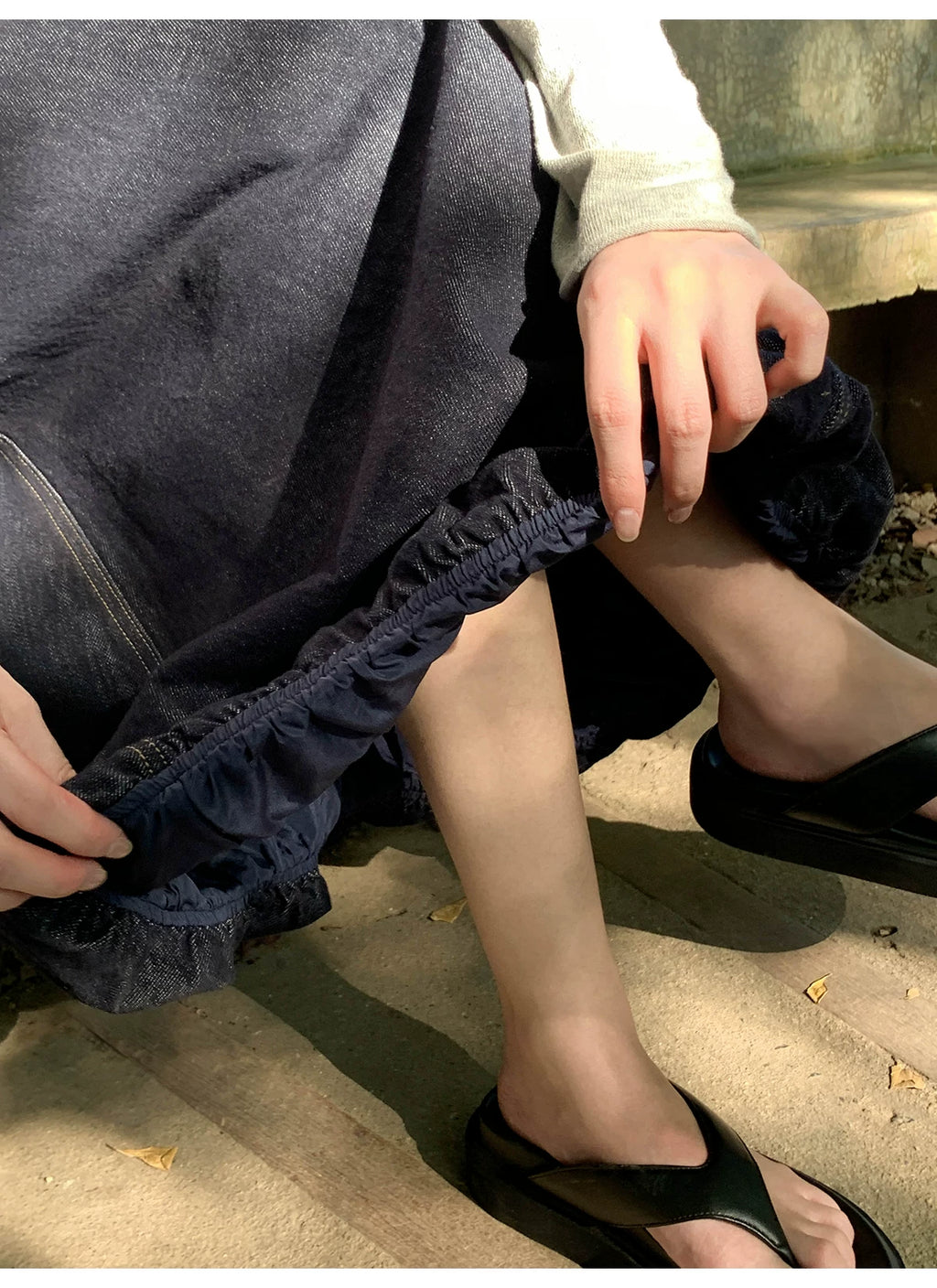 KANO High Waist Casual Denim Skirt