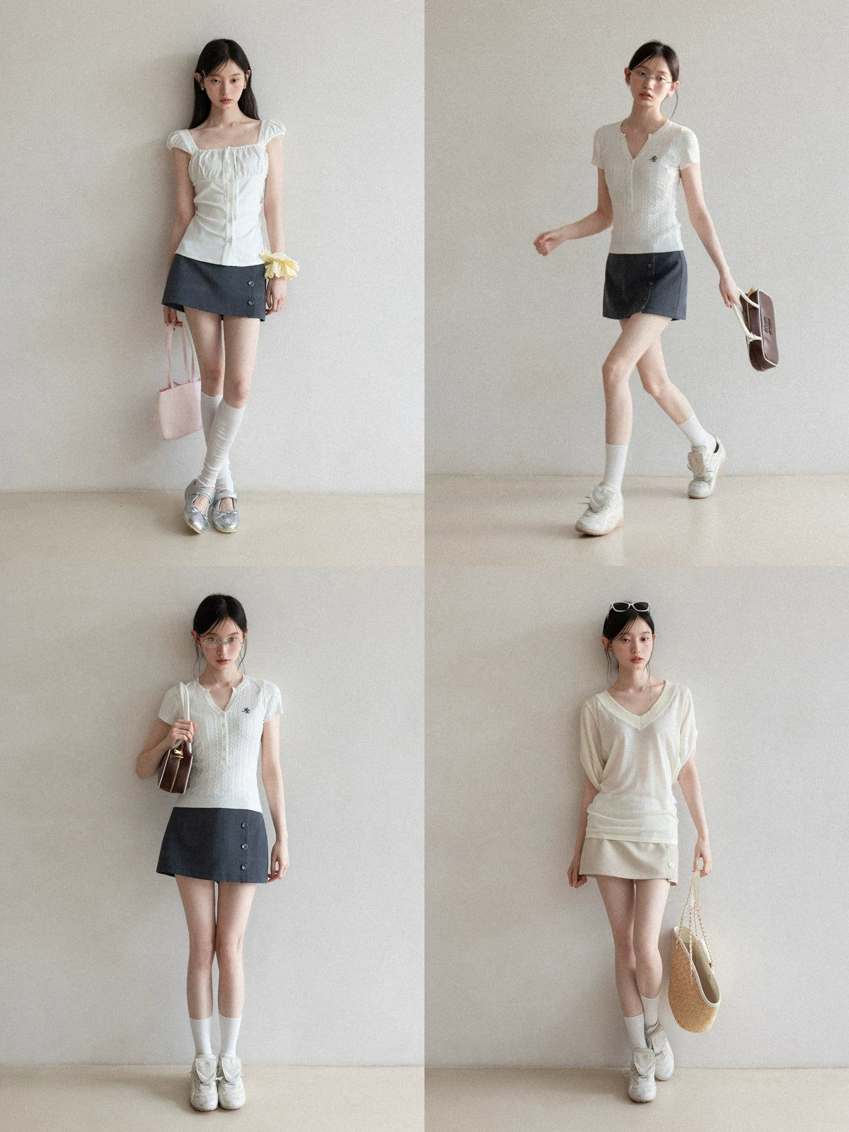 Cantonstory Retro Temperament High Waist Suit Short Skirt Pants