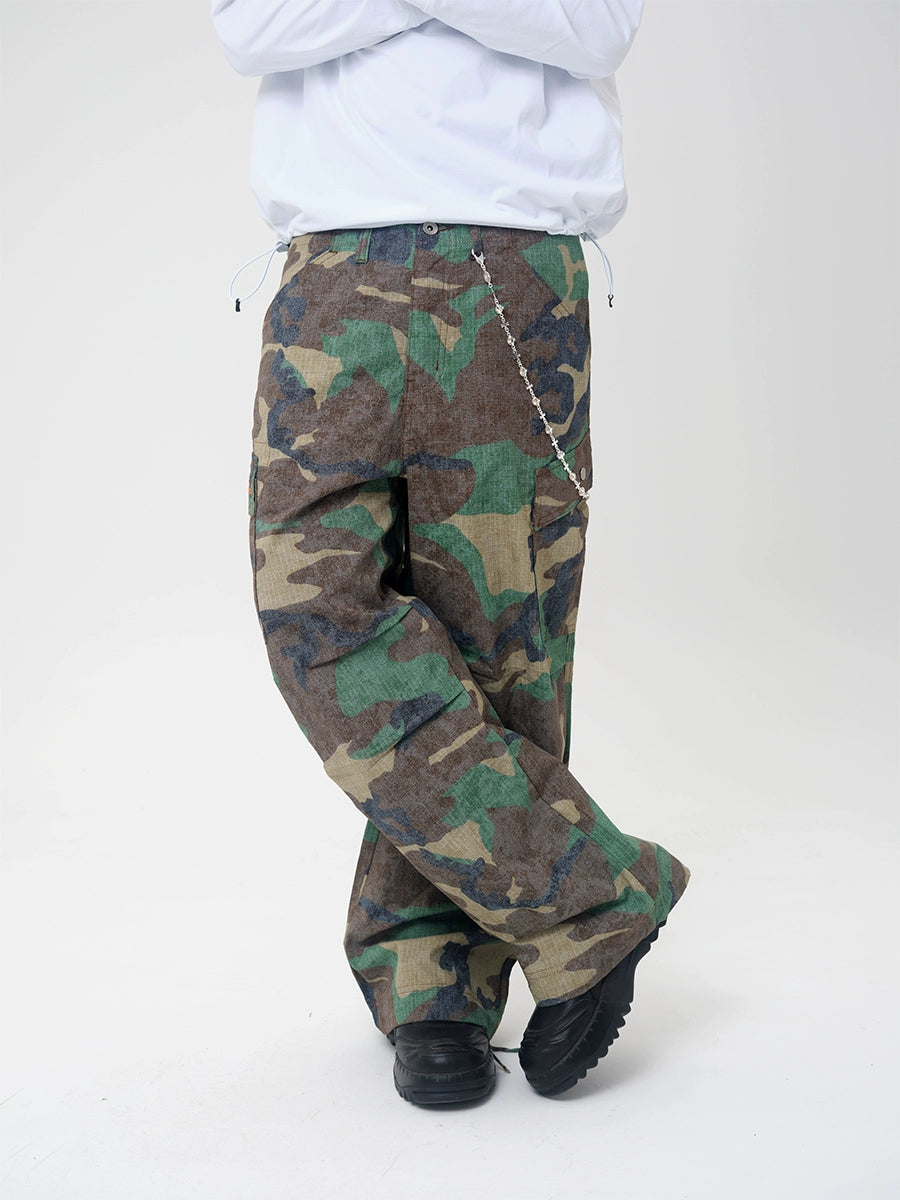 ComicTree Vintage Camo Casual Straight Pants