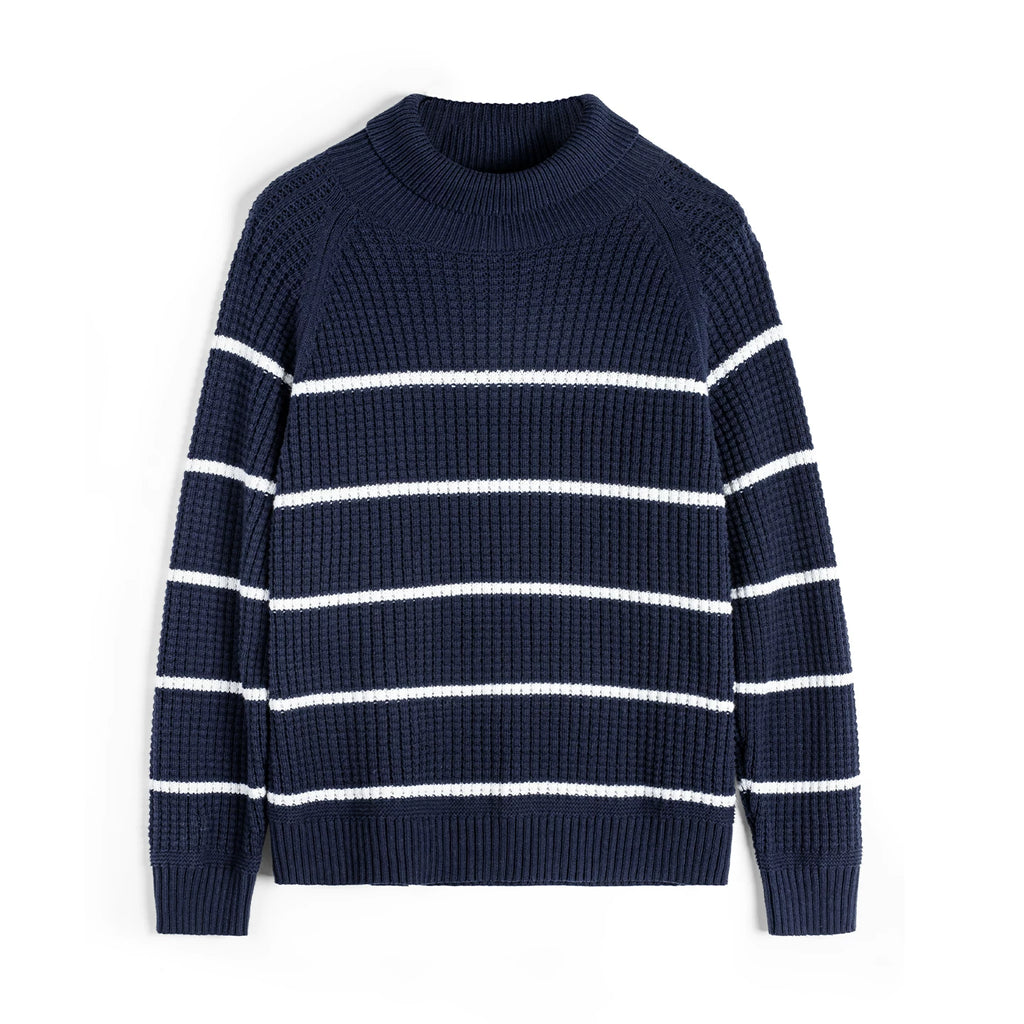 Madden retro striped shoulder sleeve sweater turtleneck knitted sweater
