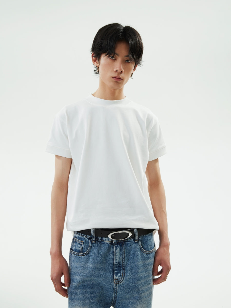FUNKYFUN Front Shoulder Thread Cuff Versatile Backing Tee