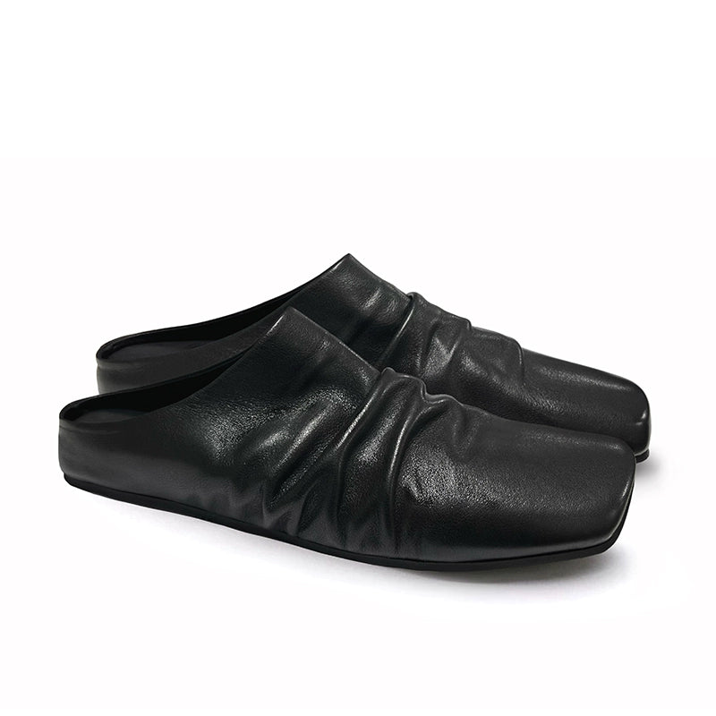 JCAESAR Pleated Leather Versatile Slippers