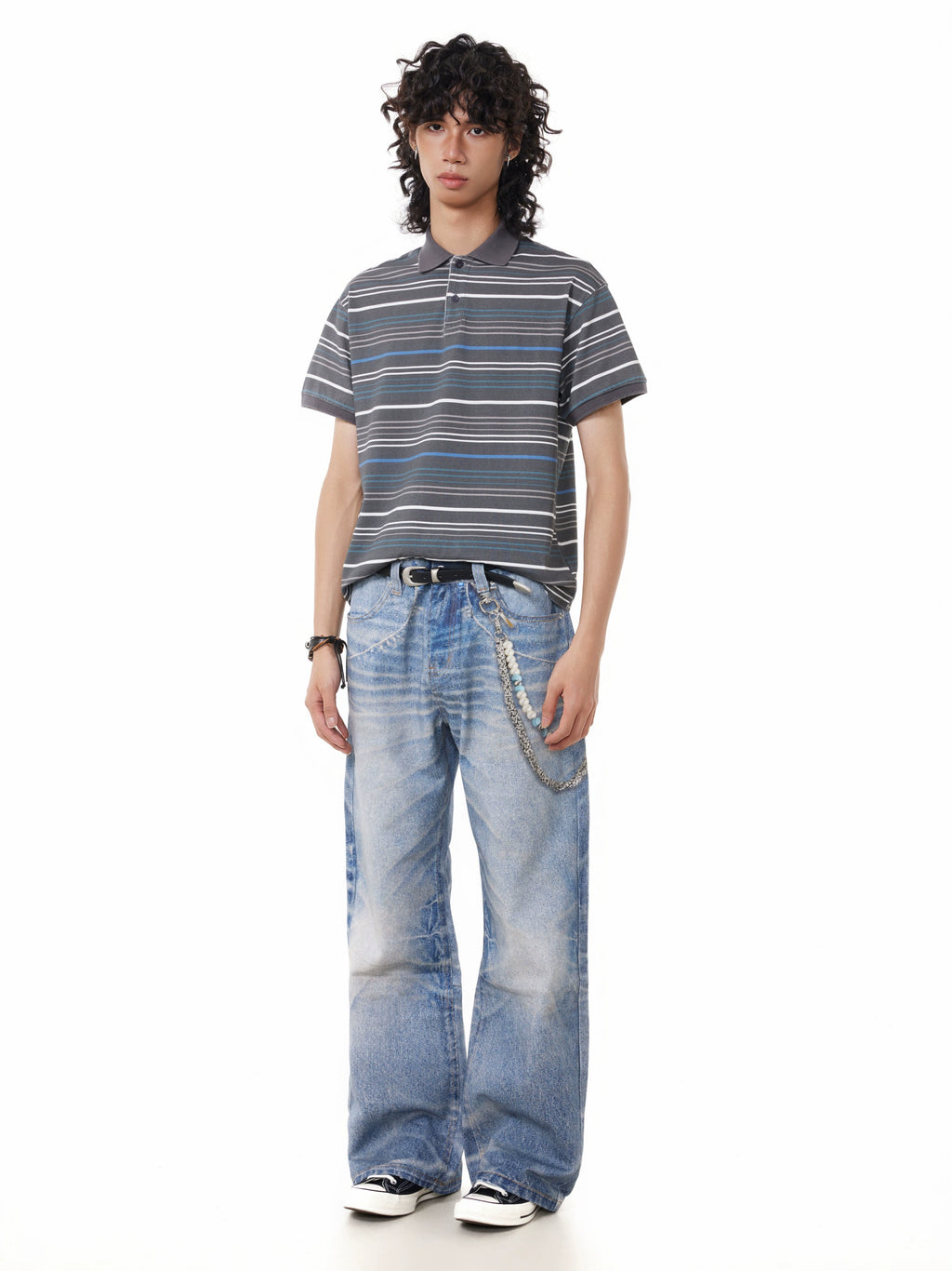 BTSG Vintage 3D Printed Chain Pendant Jeans