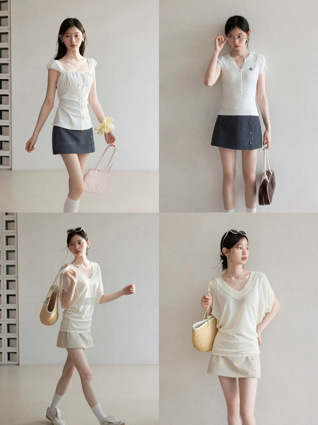 Cantonstory Retro Temperament High Waist Suit Short Skirt Pants
