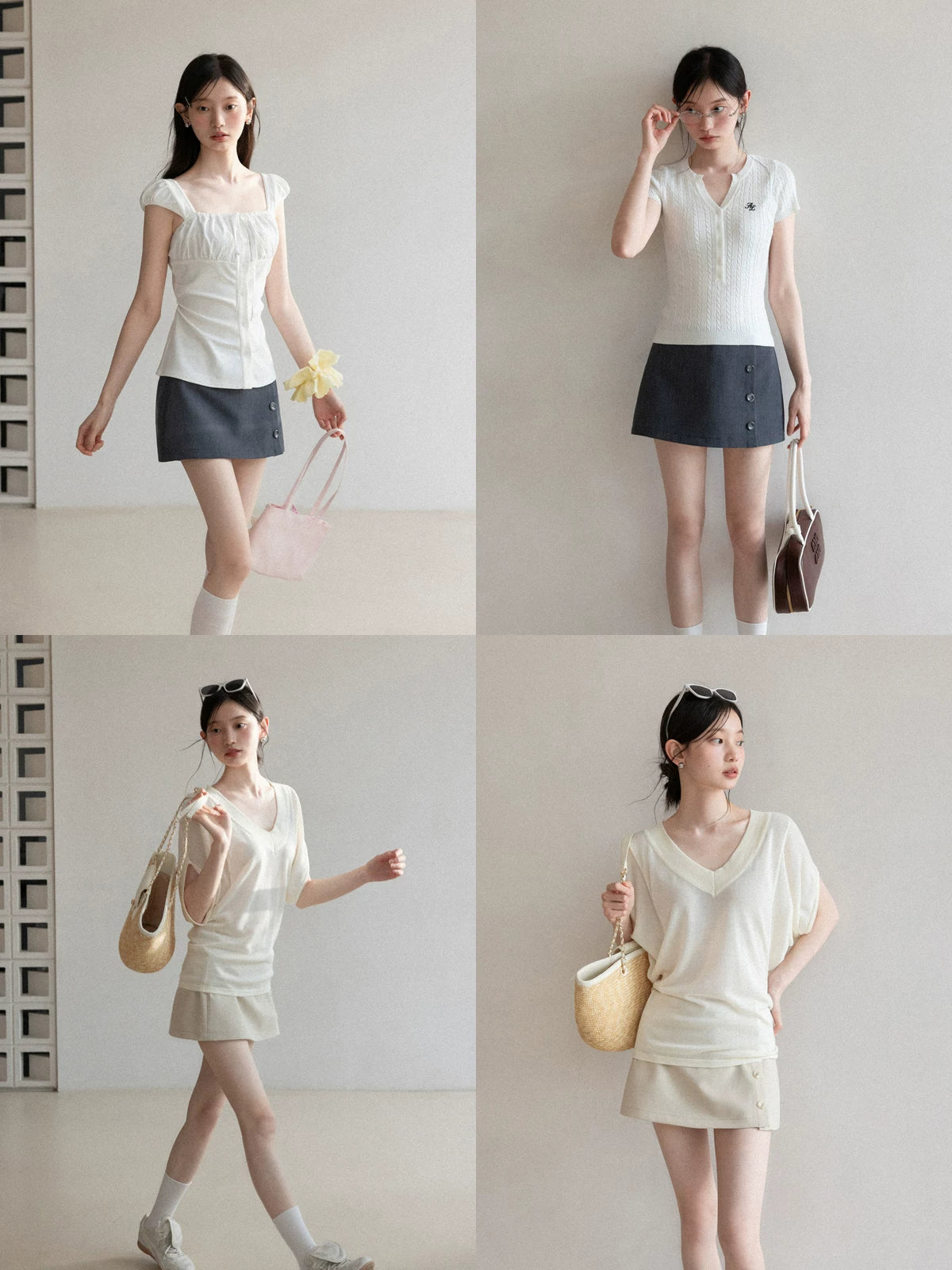 Cantonstory Retro Temperament High Waist Suit Short Skirt Pants