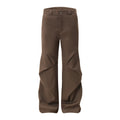 BTSG A-line Wide-leg Pleated Casual Pants Retro High-end Floor-length Trousers