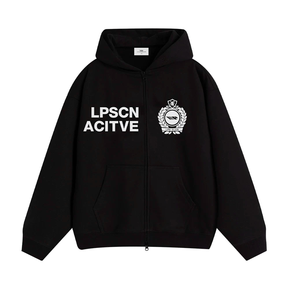 Loopsoon Front Chest Left and Right Creative Letter Print Hooded Sweater