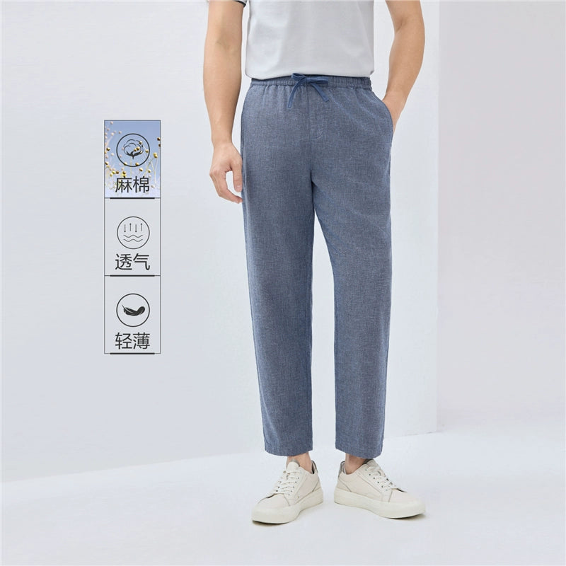 Giordano Breathable Cotton and Linen Casual Thin Nine-Point Pants