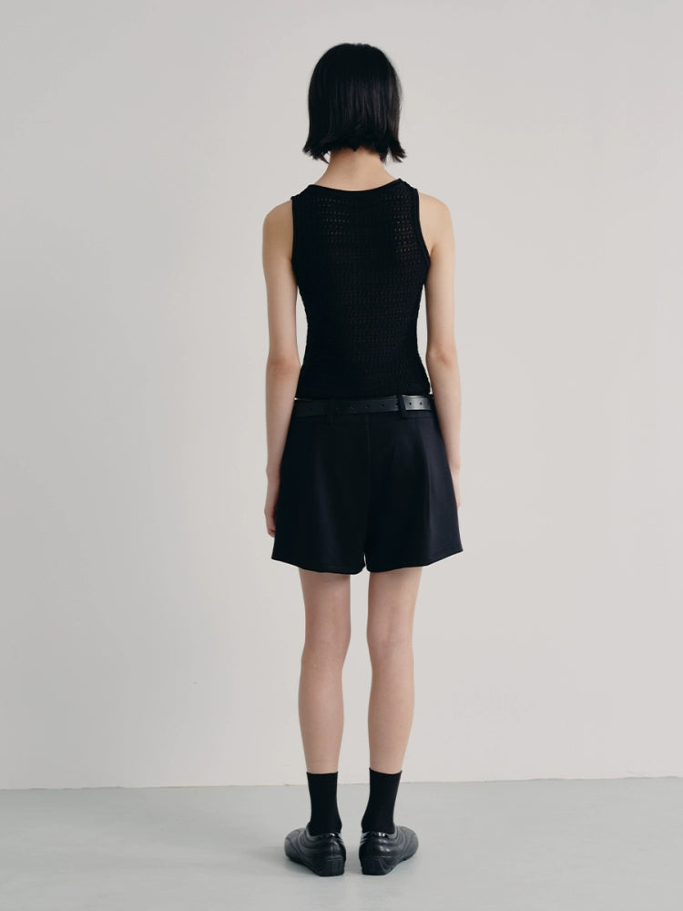 JCAESAR False Placket Hollow Knitted Vest