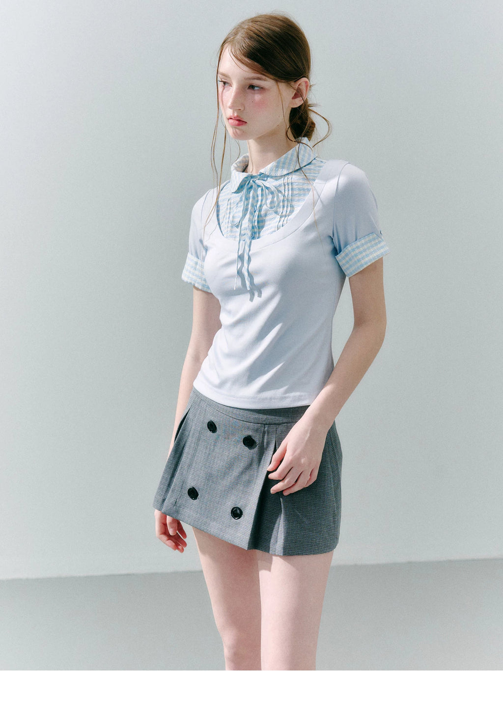 LOST FOREST Fake Two Piece Splicing Slim Tee