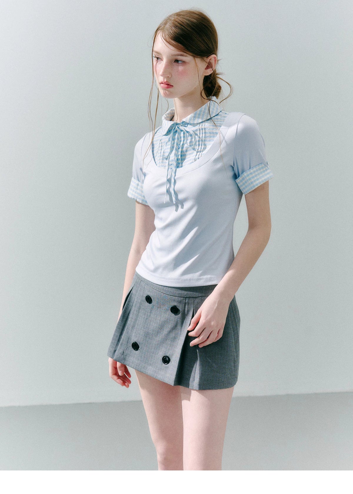 LOST FOREST Fake Two Piece Splicing Slim Tee