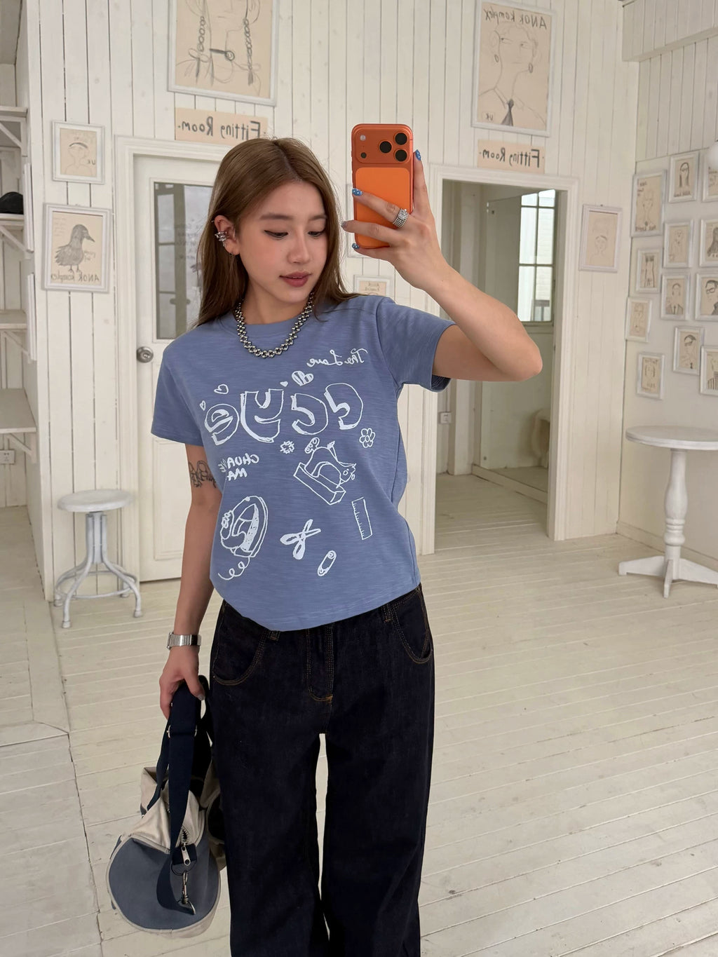 CCYE Fun Print Front Shoulder Versatile Tee