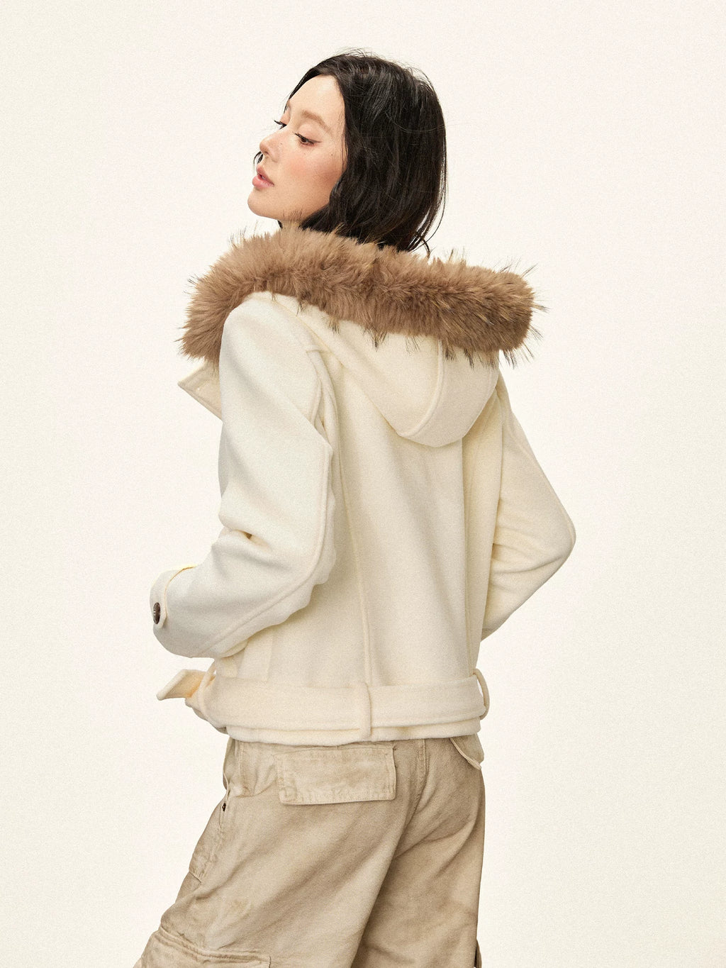 Cherry Melody Double-breasted Tweed Hooded Jacket