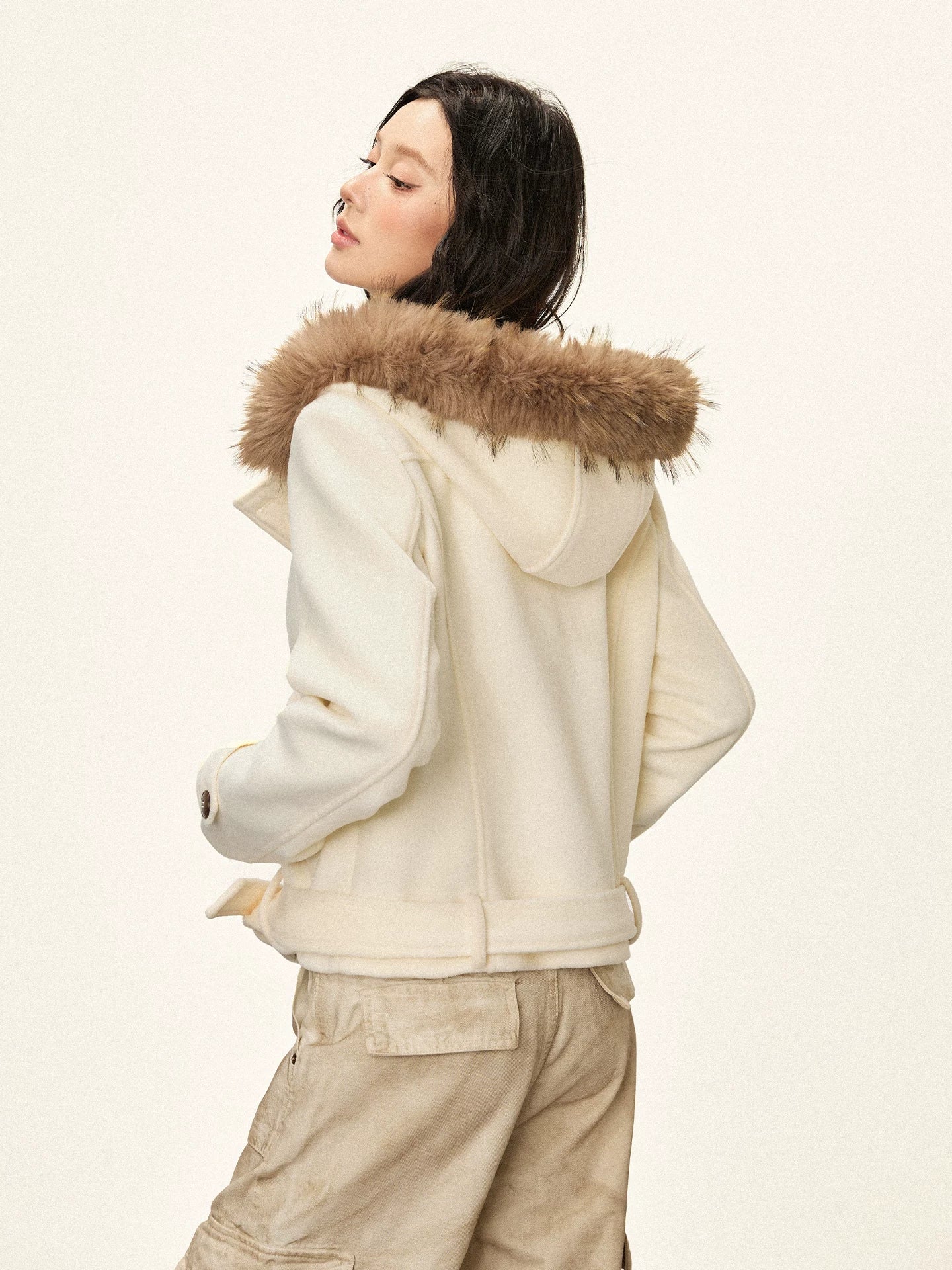 Cherry Melody Double-breasted Tweed Hooded Jacket