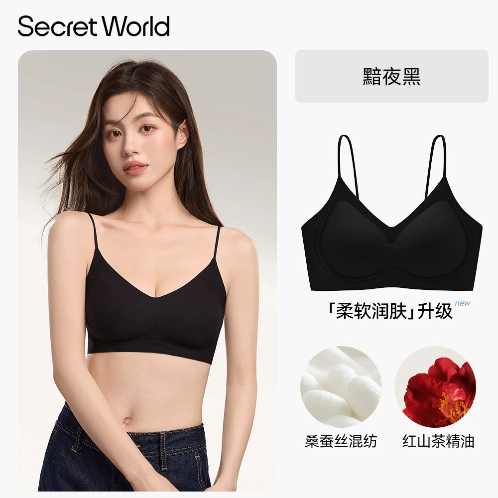 Secret World Small Breasts Collected Skinny Shoulder Straps Bra Cover