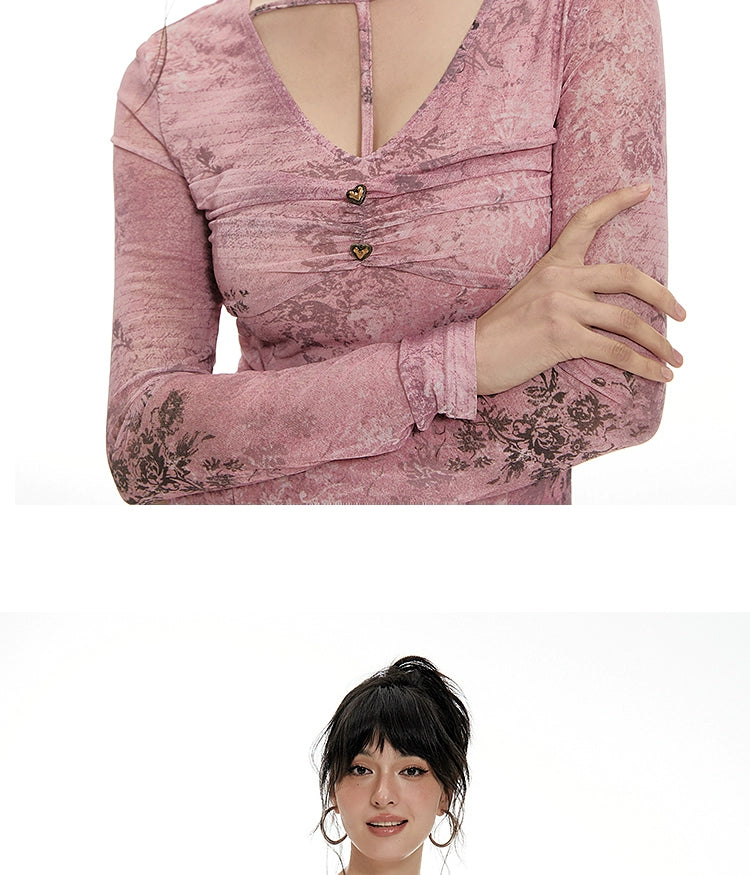 IMONE Vintage Slim Fit Alphabet Floral Full Printed Dress
