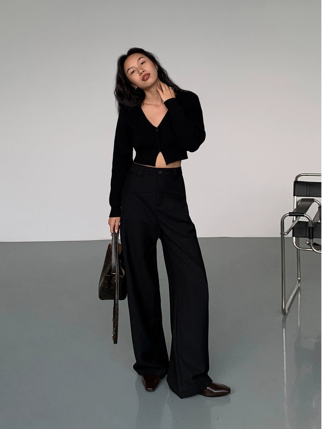 NEVA HU High-waisted Straight-leg Suit Pants