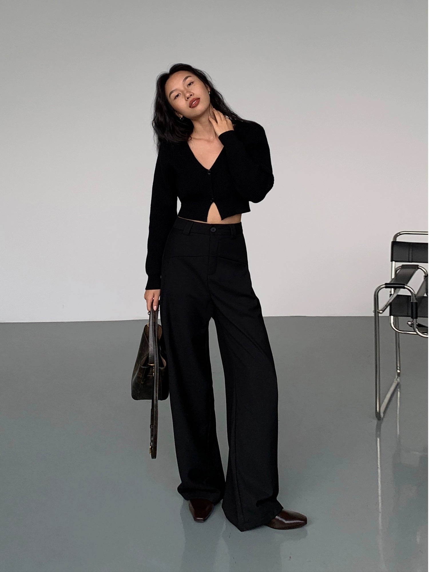 NEVA HU High-waisted Straight-leg Suit Pants