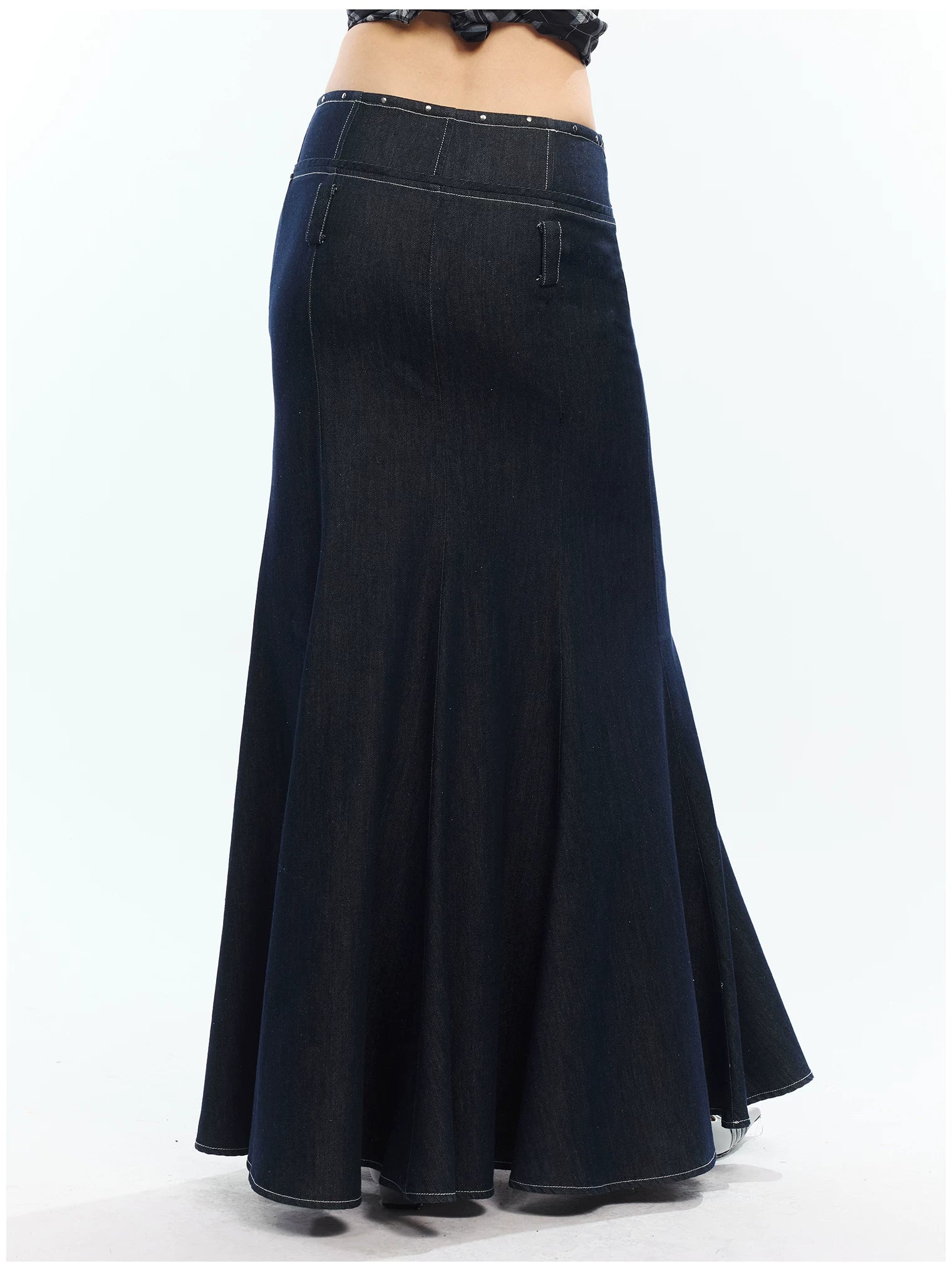 2th Desire Rivet Splicing High Waist Skirt