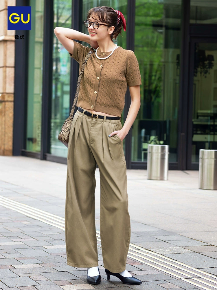 GU Barrel Pleated Pants Loose Scimitar Pants