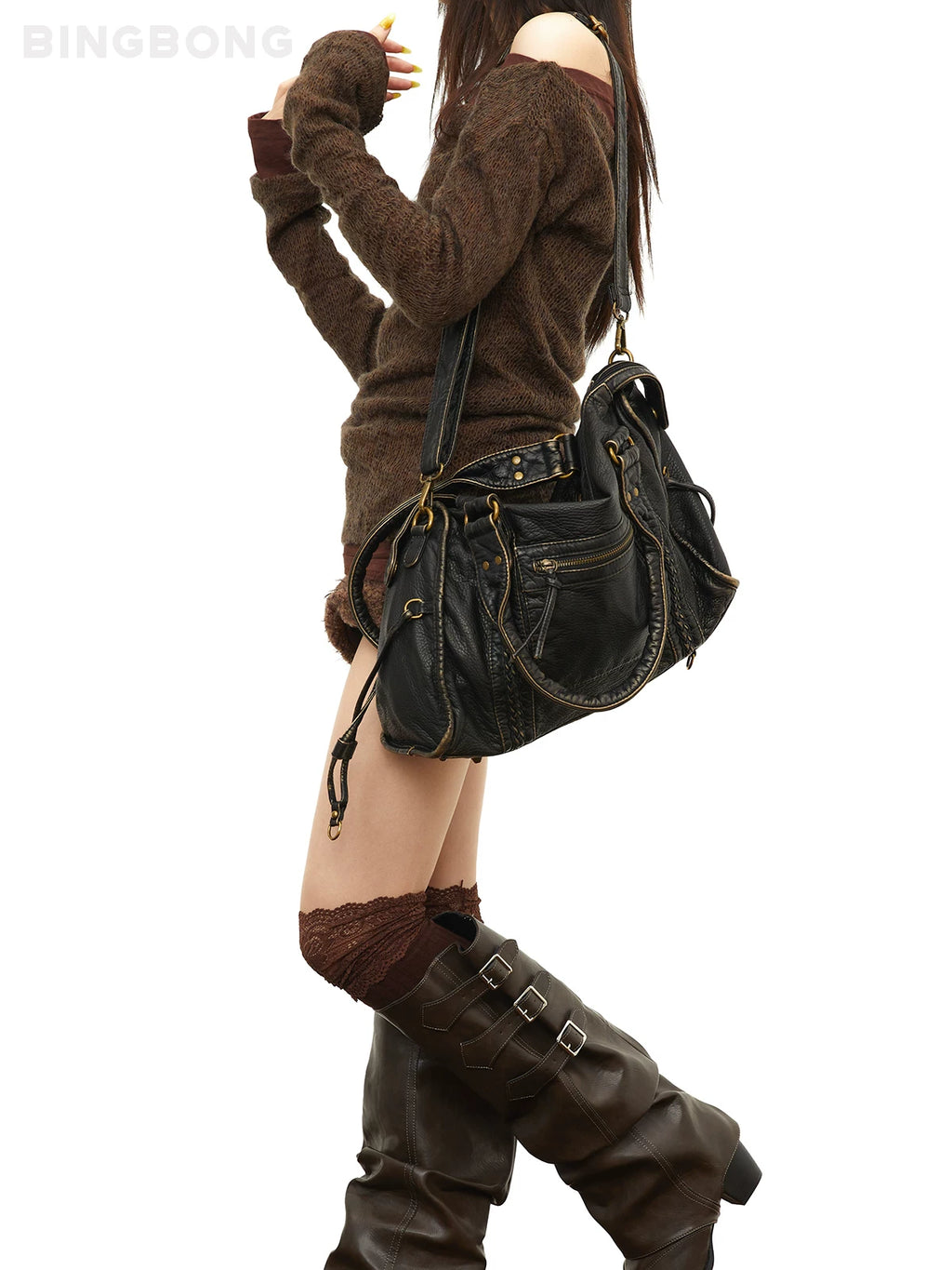 BINGBONG Retro Shoulder Messenger Bag