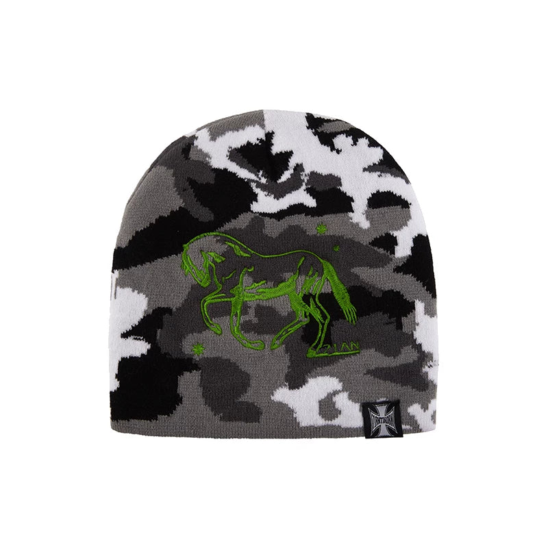 71AN Embroidery Camouflage Knitted Wool Hat