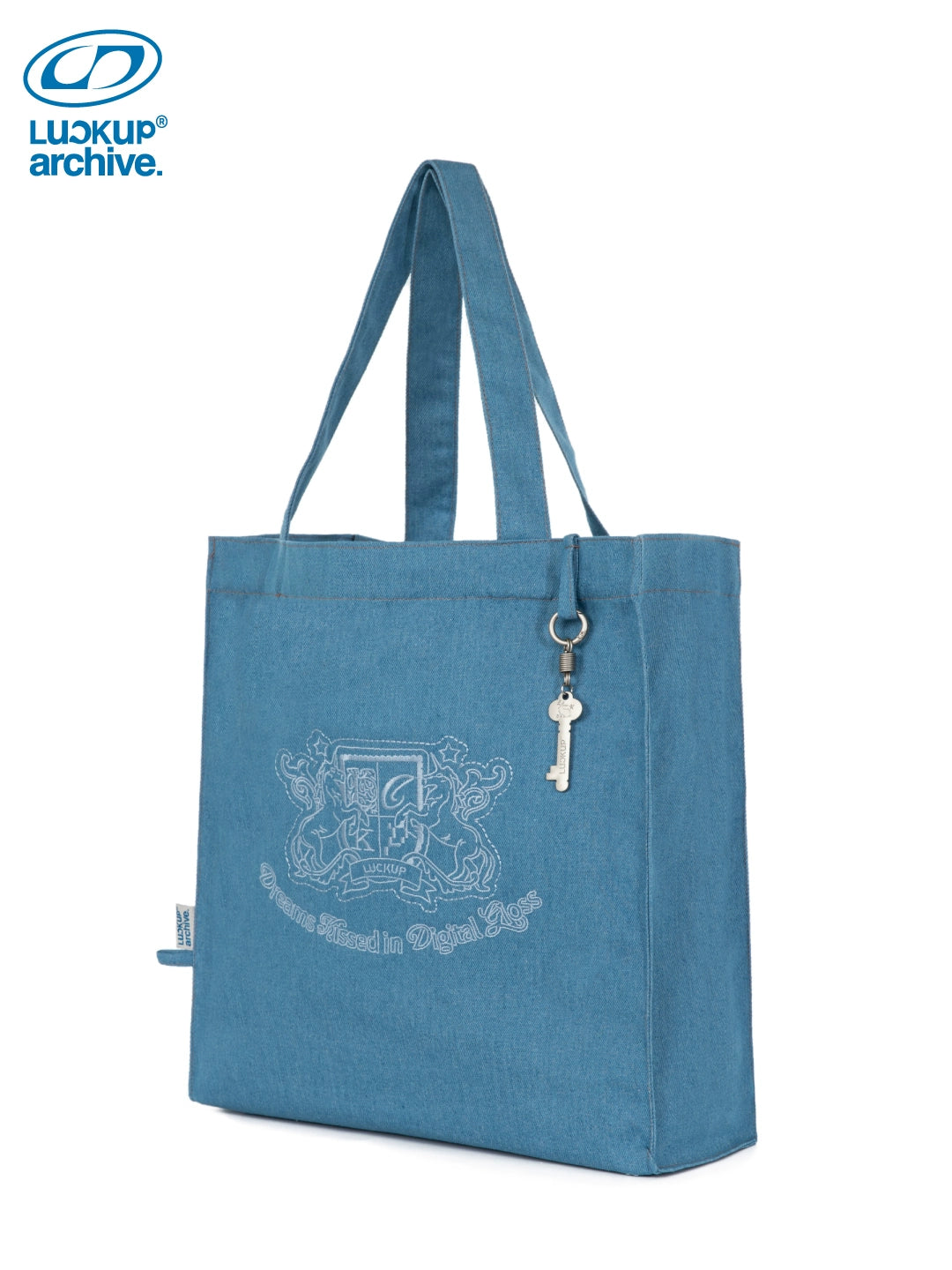 LUCKUP Embroidered Denim Handheld Shoulder Shopping Commuter Bag