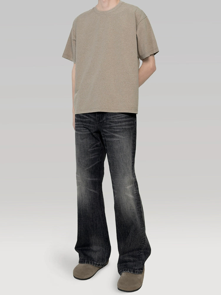 PLUS NO LOGO Washed and Old Casual Loose Tee