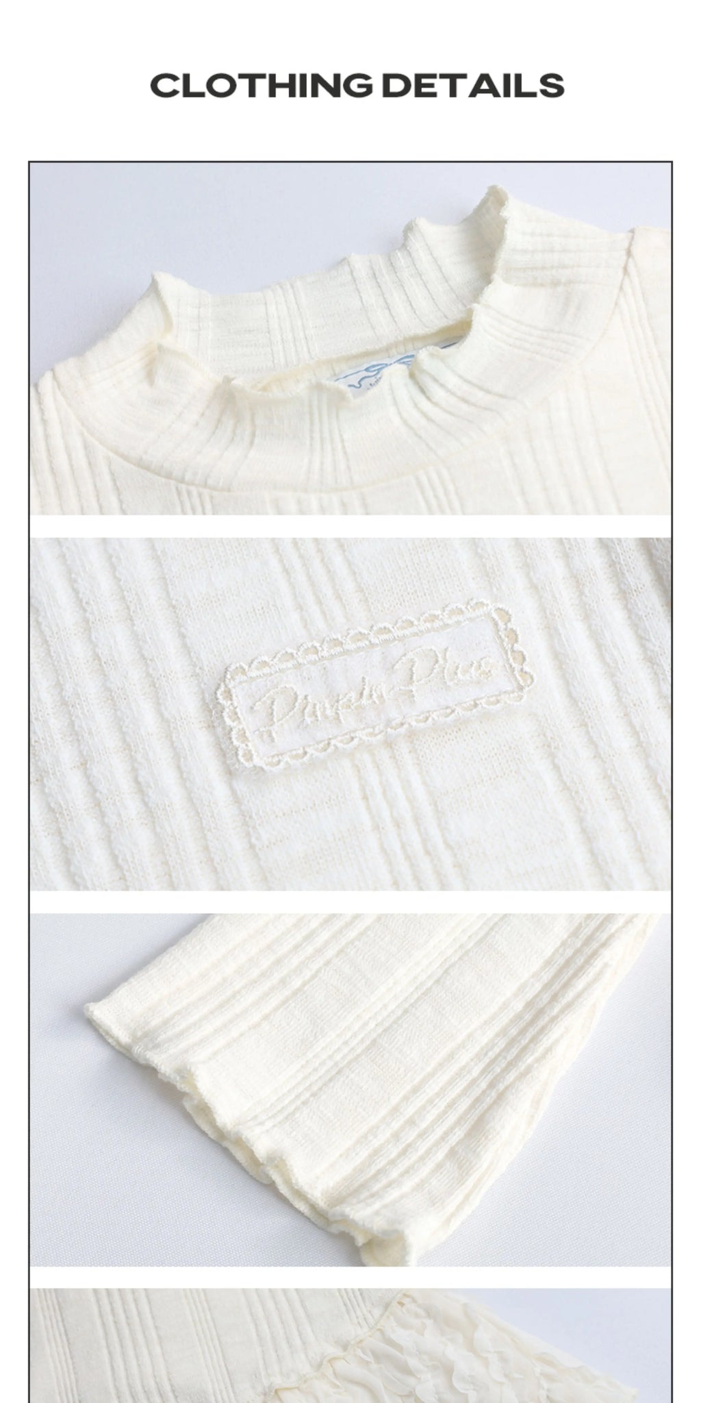 Girlyhalo Vintage Lace Paneled Crew Neck Long Sleeves