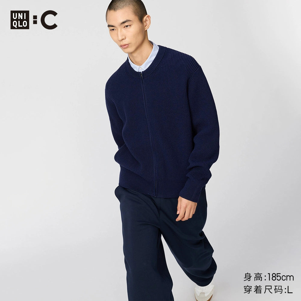 Uniqlo Crew Neck Knitted Long-sleeved Sweater Jacket