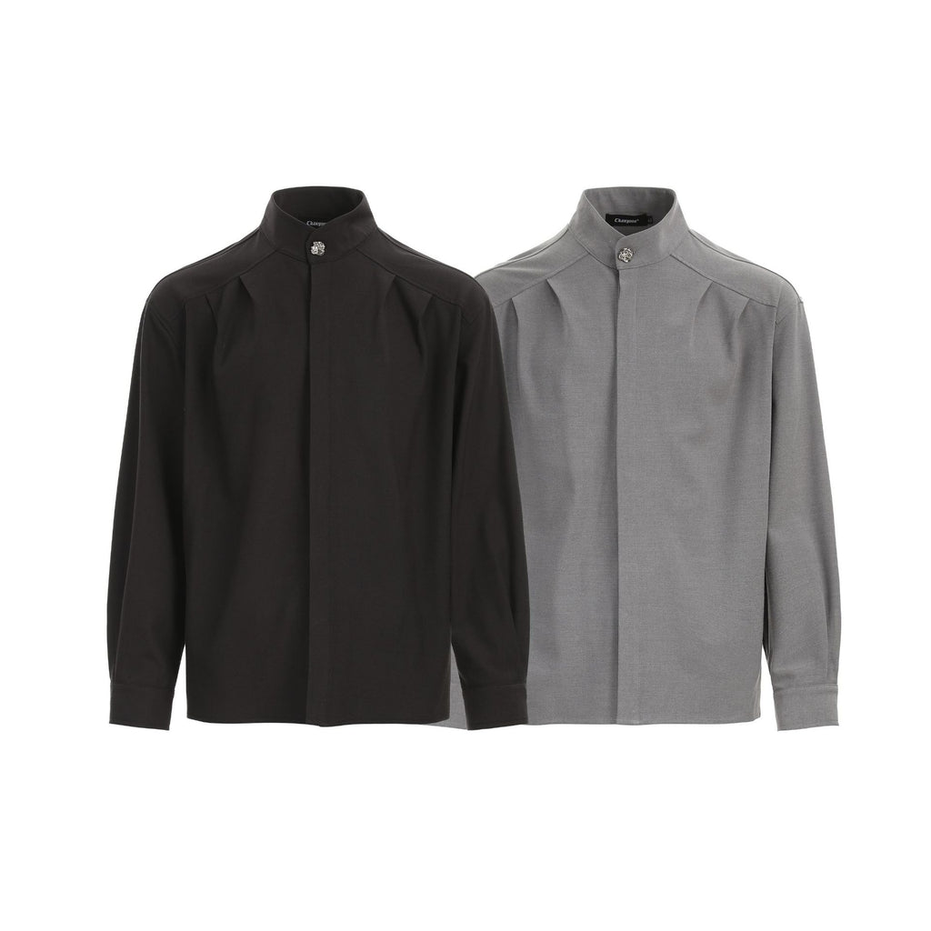 CHANYOOU Vintage Pleated Design Long-sleeved Shirt