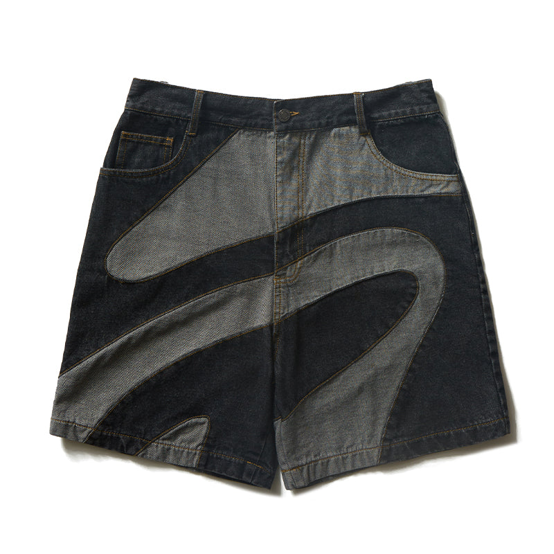 Remedy tide brand wave ripple splicing five-point Shorts