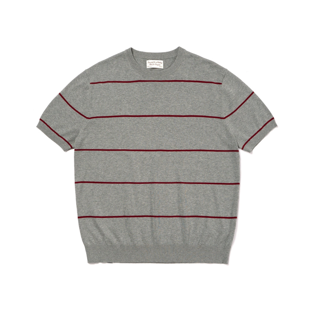 SUPERTOFU Striped Threaded Bottom Straight Shoulder Knitted Tee