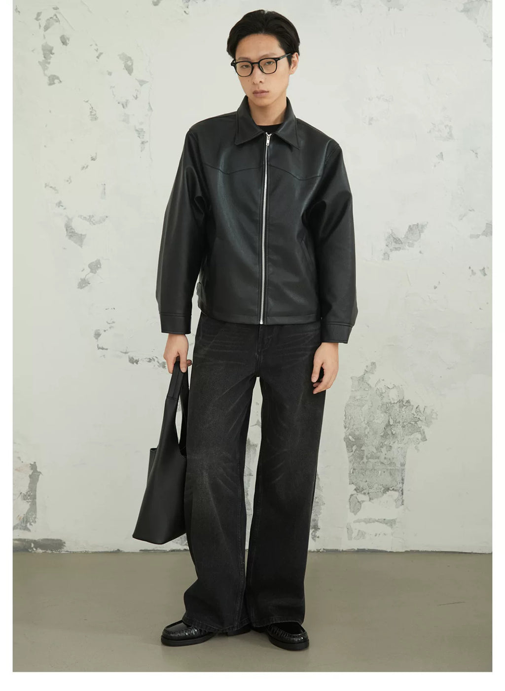 SINONOME faux PU short leather jacket cleanfit