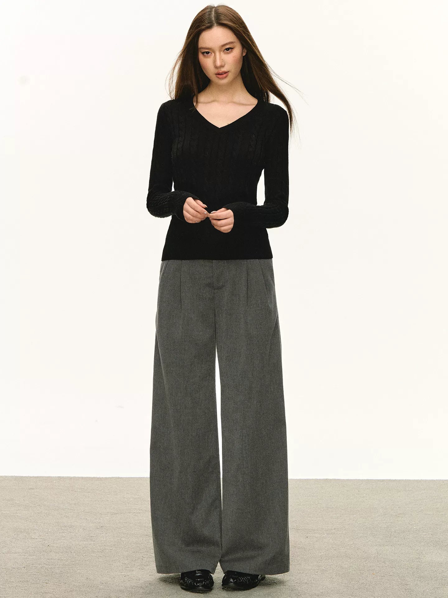 Anna Aneae Tencel Wool Drape Suit Pants